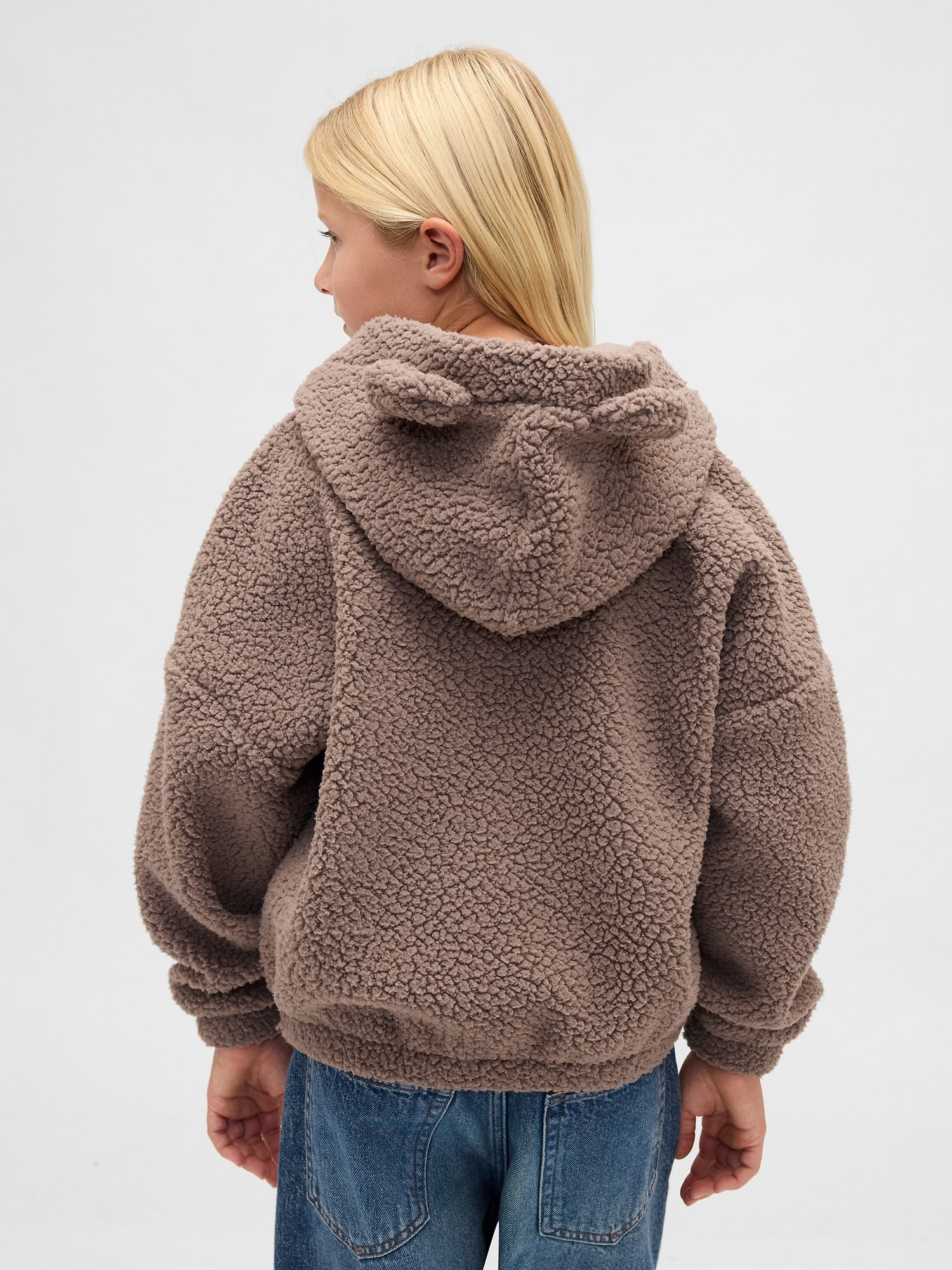 ボア オーバーサイズ くまさん ジップアップパーカー (キッズ)-1