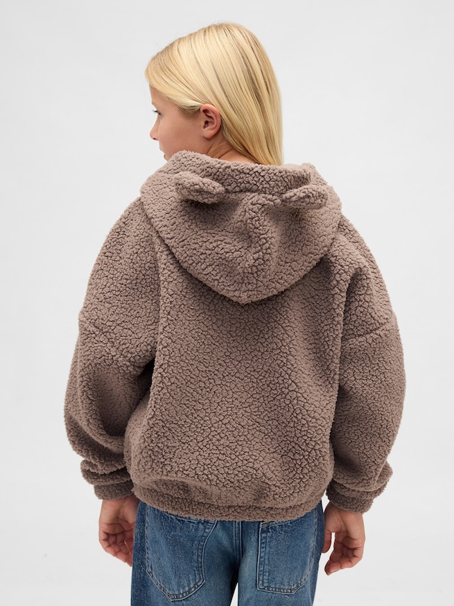 ボア オーバーサイズ くまさん ジップアップパーカー (キッズ)-1