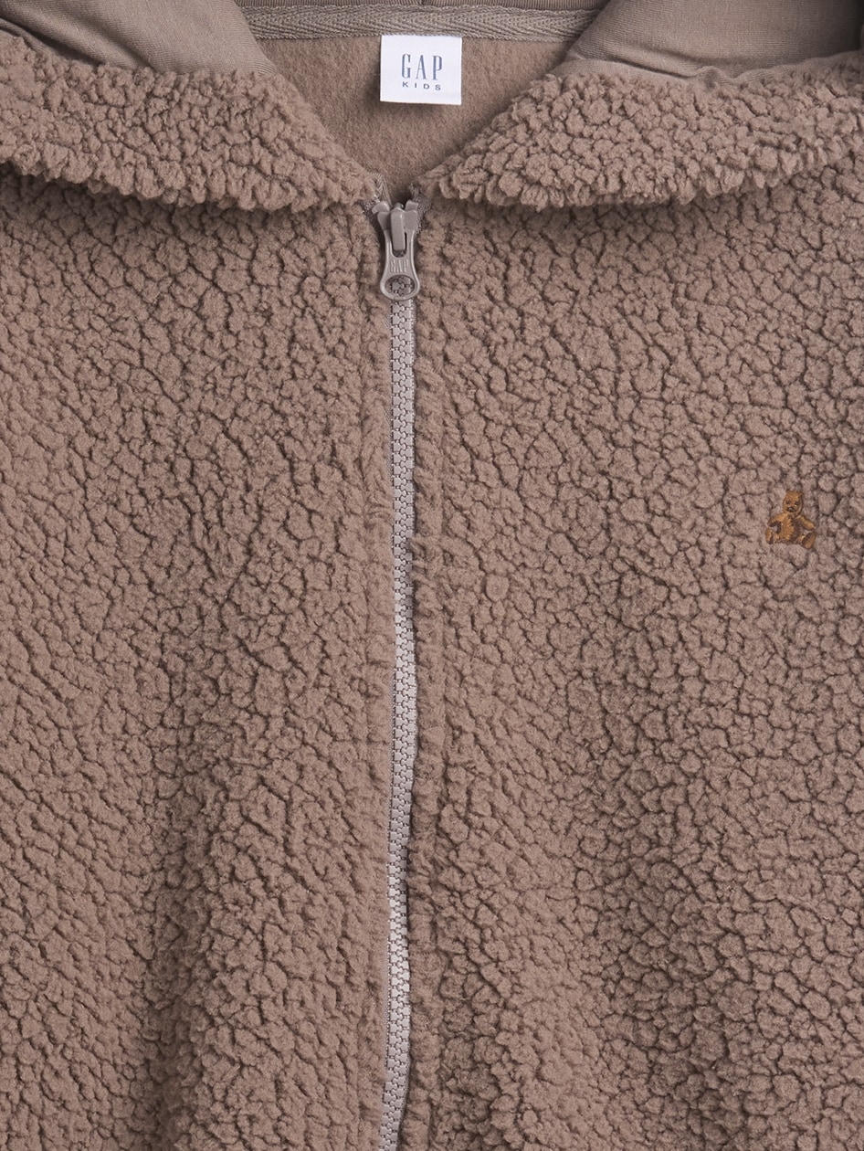 ボア オーバーサイズ くまさん ジップアップパーカー (キッズ)-2