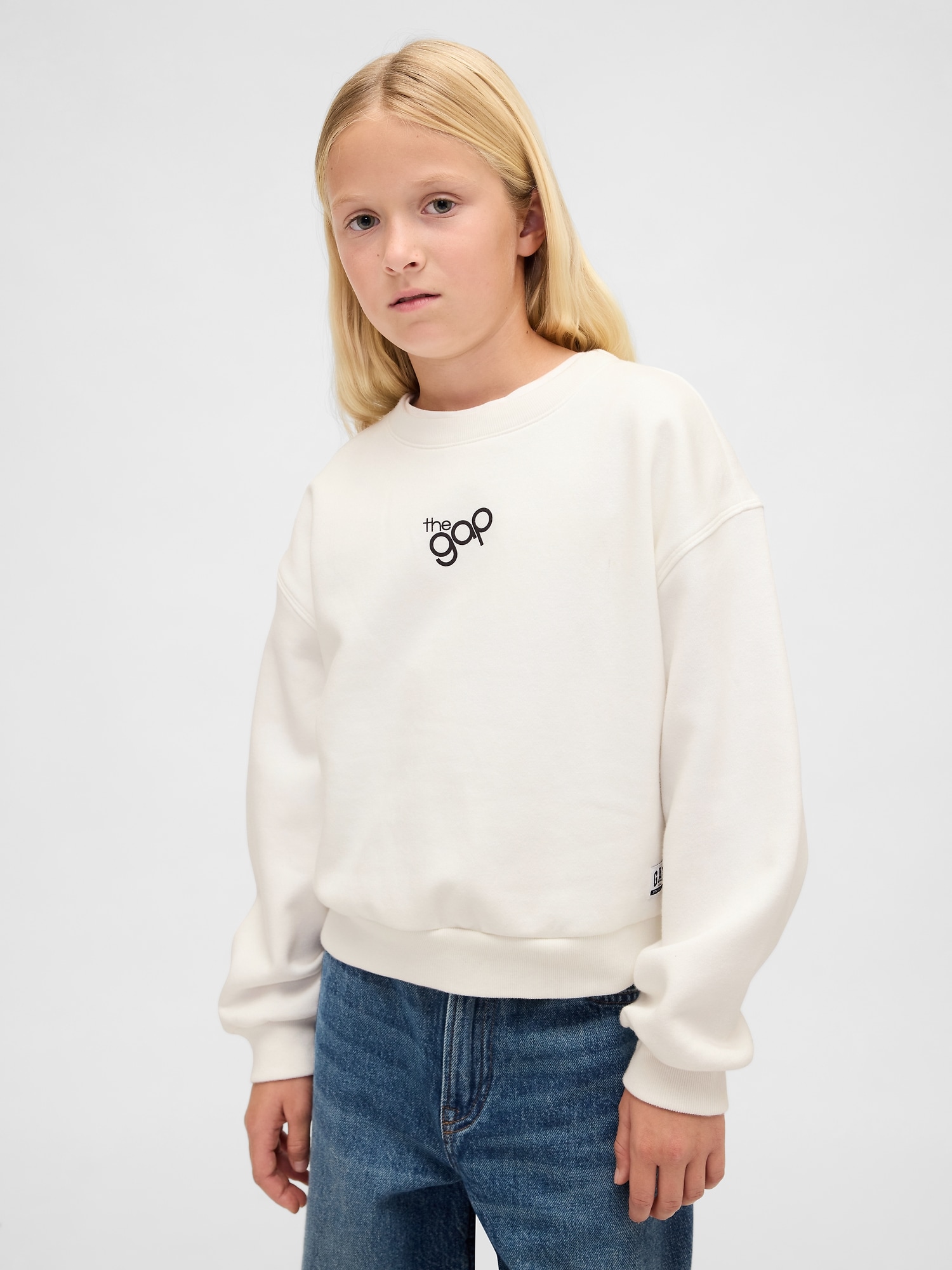 オーバーサイズ ウェッジ GAPロゴ スウェットシャツ (キッズ)-0