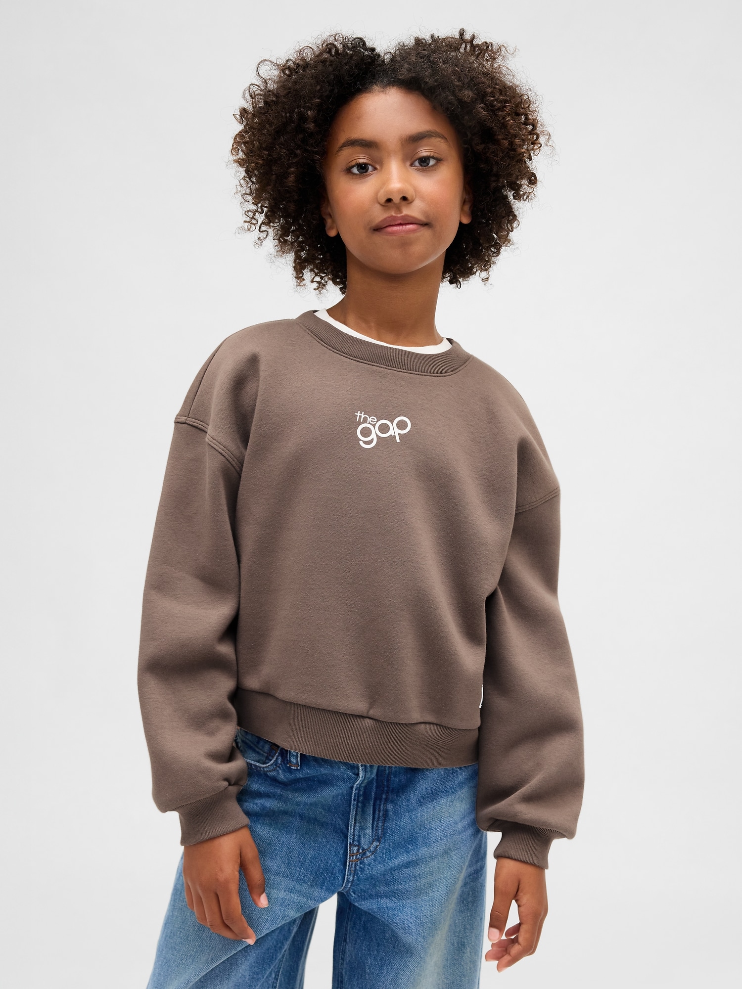 オーバーサイズ ウェッジ GAPロゴ スウェットシャツ (キッズ)-0