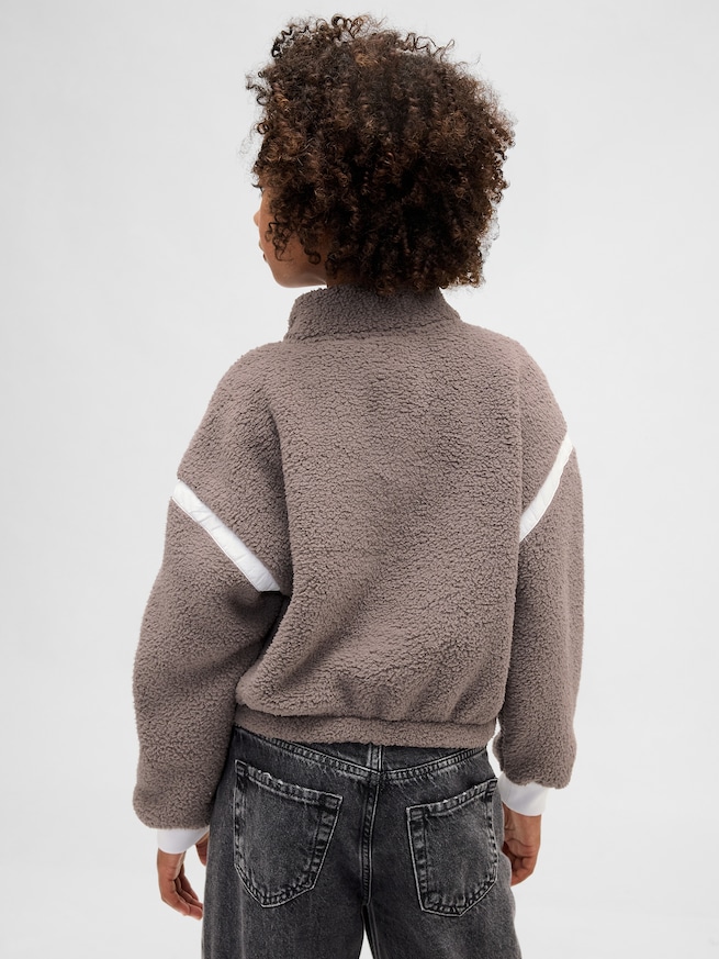 リサイクル リラックスフィット  ボア ハーフジップ スウェットシャツ (キッズ)-1