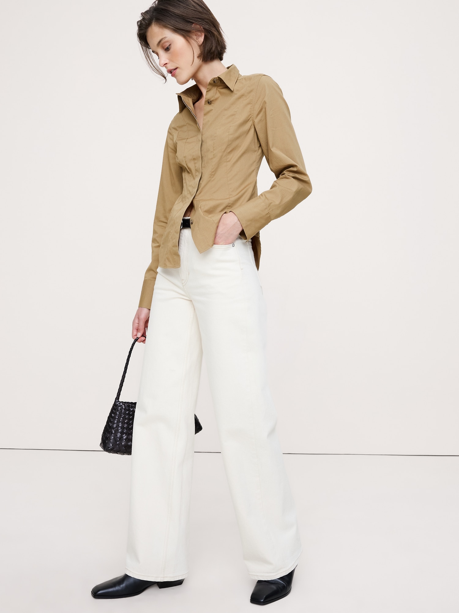 CHEMISIER À COUPE SABLIER EN COTON EXTENSIBLE