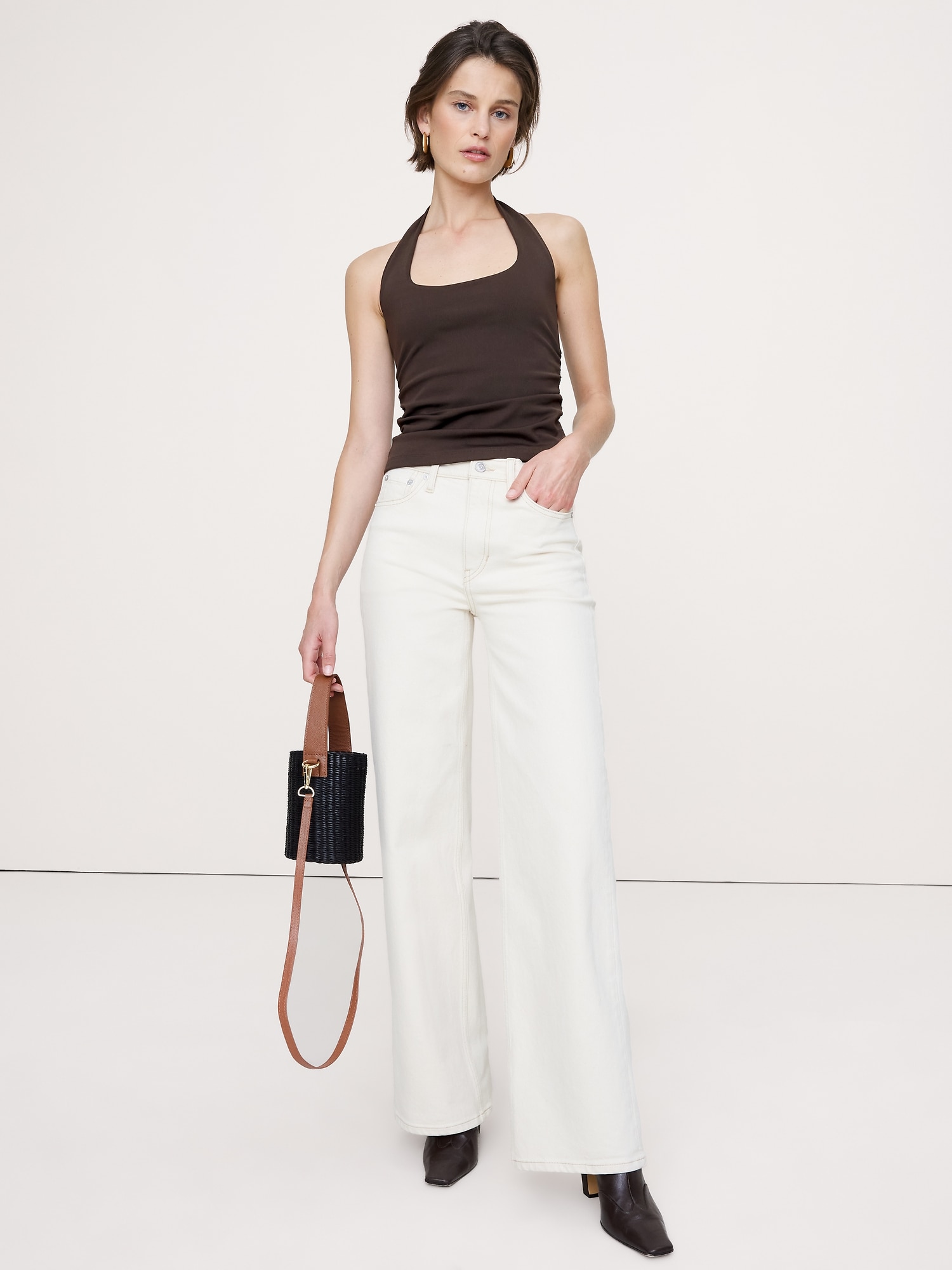 HAUT BAIN DE SOLEIL EN TISSU CÔTELÉ EXTENSIBLE À EFFET SCULPTANT