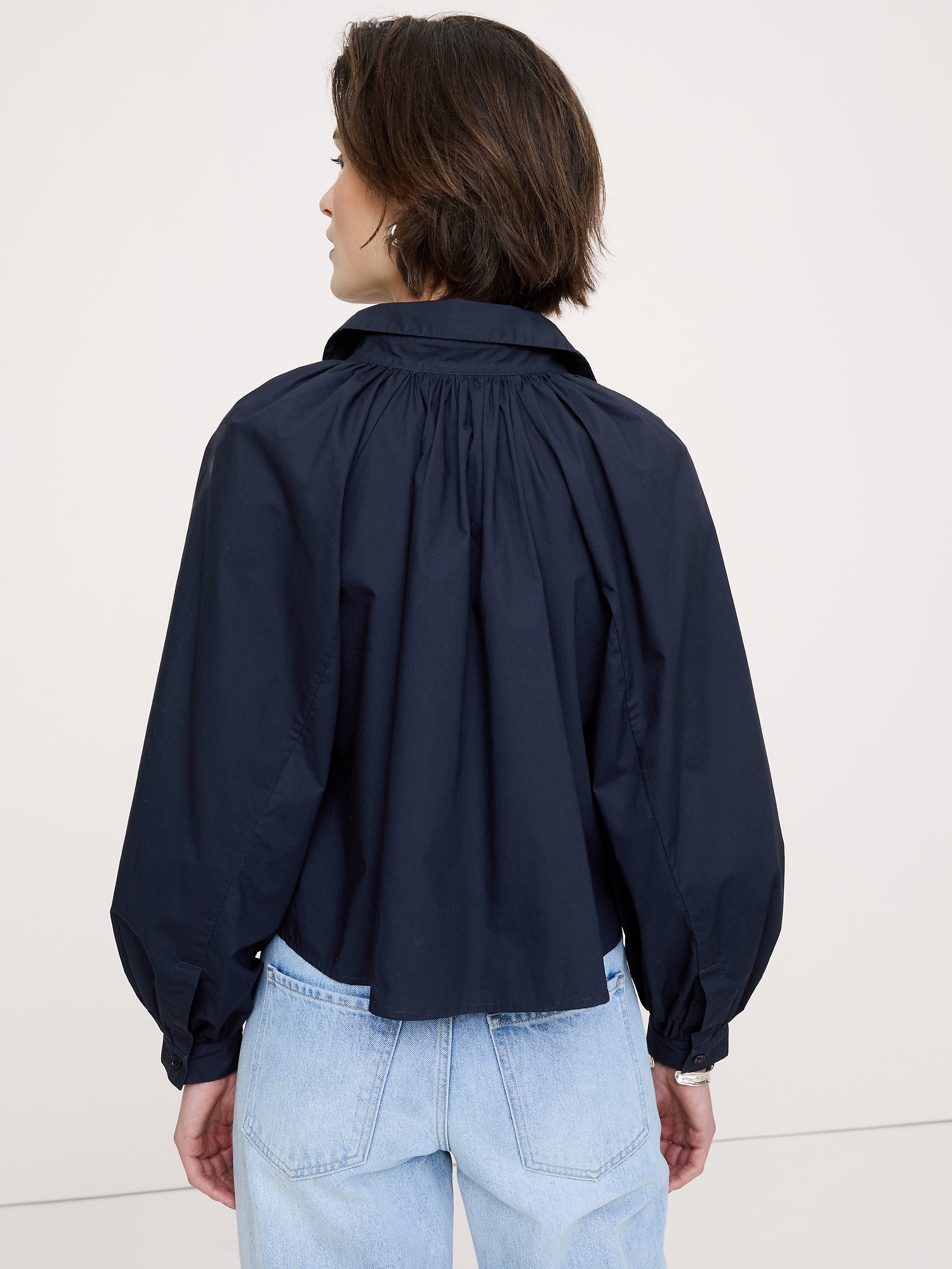 コットン ポプリン バルーンスリーブ シャツ-1