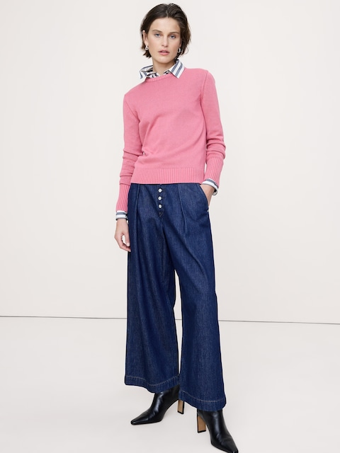 Larkspur Cotton-Silk Crew-Neck Sweater