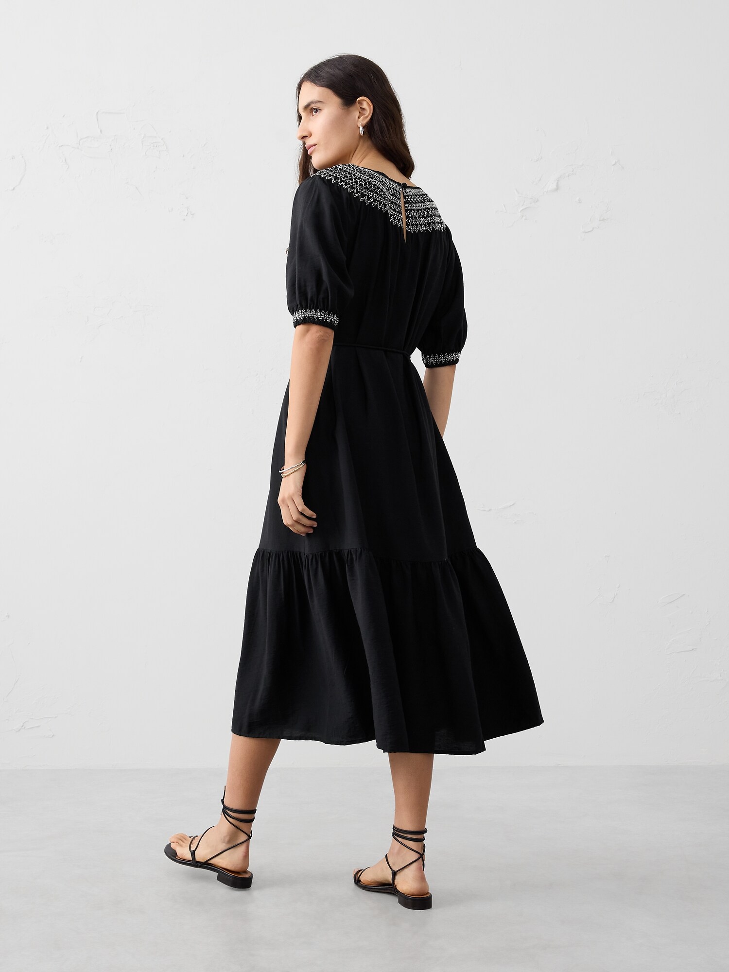 gap embroidered dress Linen-Blend Embroidered Maxi Dress