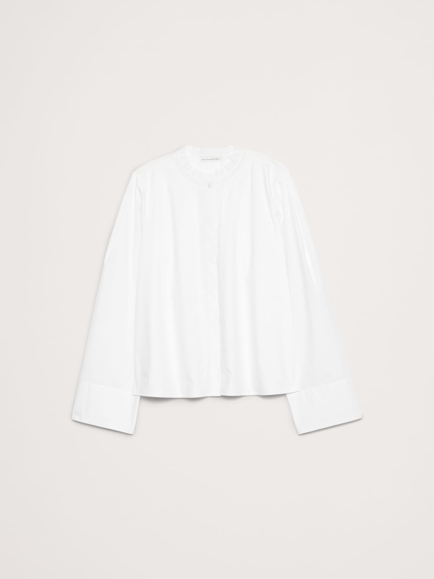 コットン ポプリン バンドカラー トップ-3