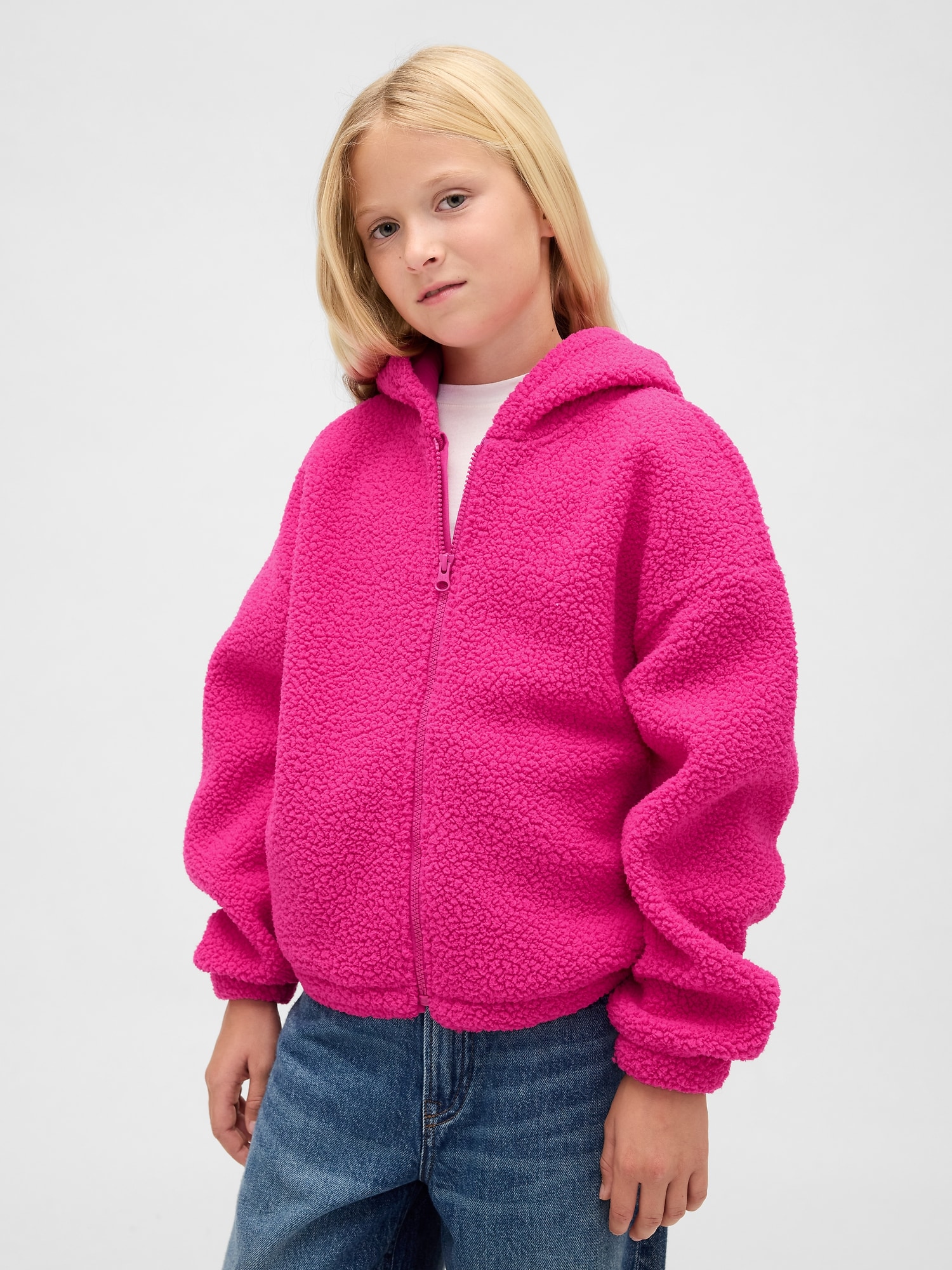 Kids Sherpa Relaxed Zip Hoodie