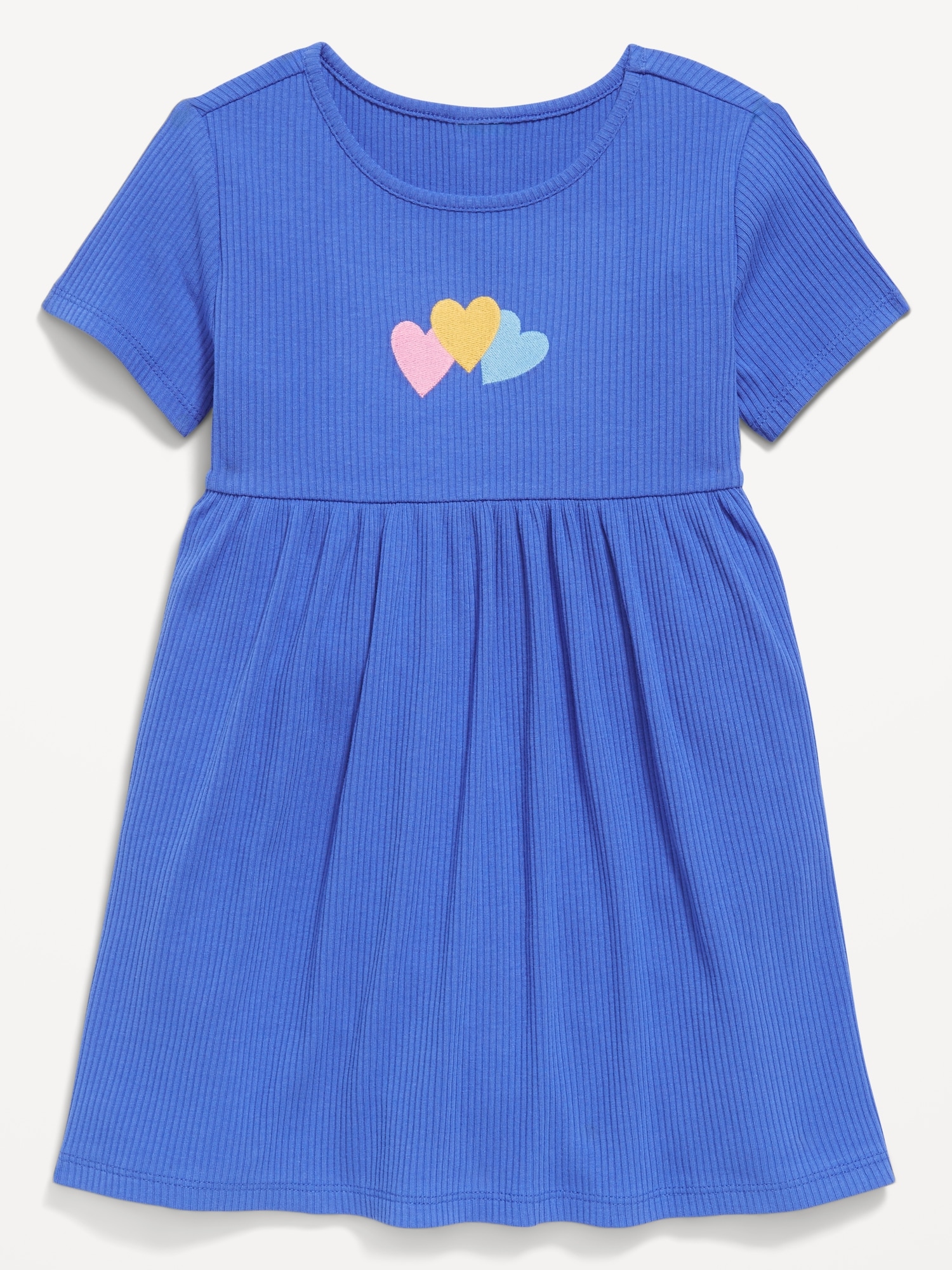 ROBE CÔTELÉE À MANCHES COURTES ET À IMPRIMÉ POUR TOUTE-PETITE FILLE