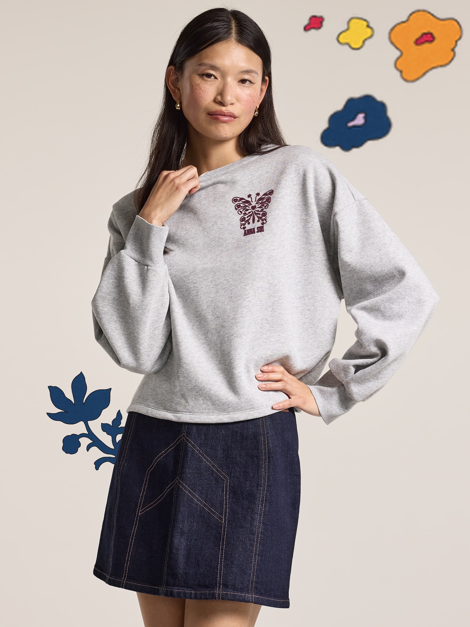 CHANDAIL RAS DU COU EN MOLLETON À IMPRIMÉ OLD NAVY X ANNA SUI