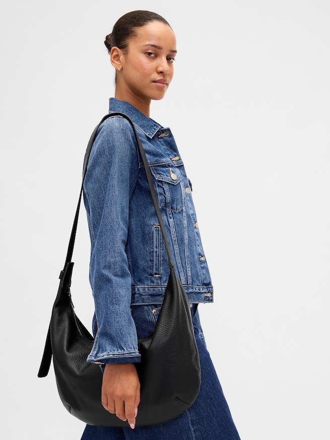 ヴィーガン ペブルレザー スラウチー クロスボディバッグ-1