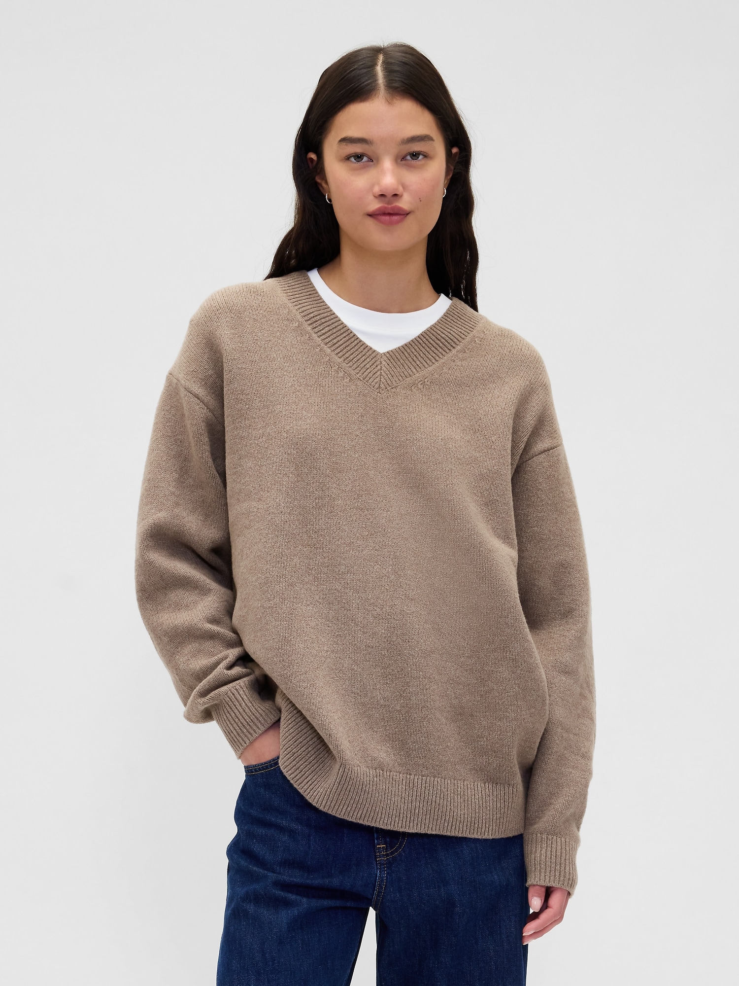 CashSoft Oversized V-Neck Sweater
