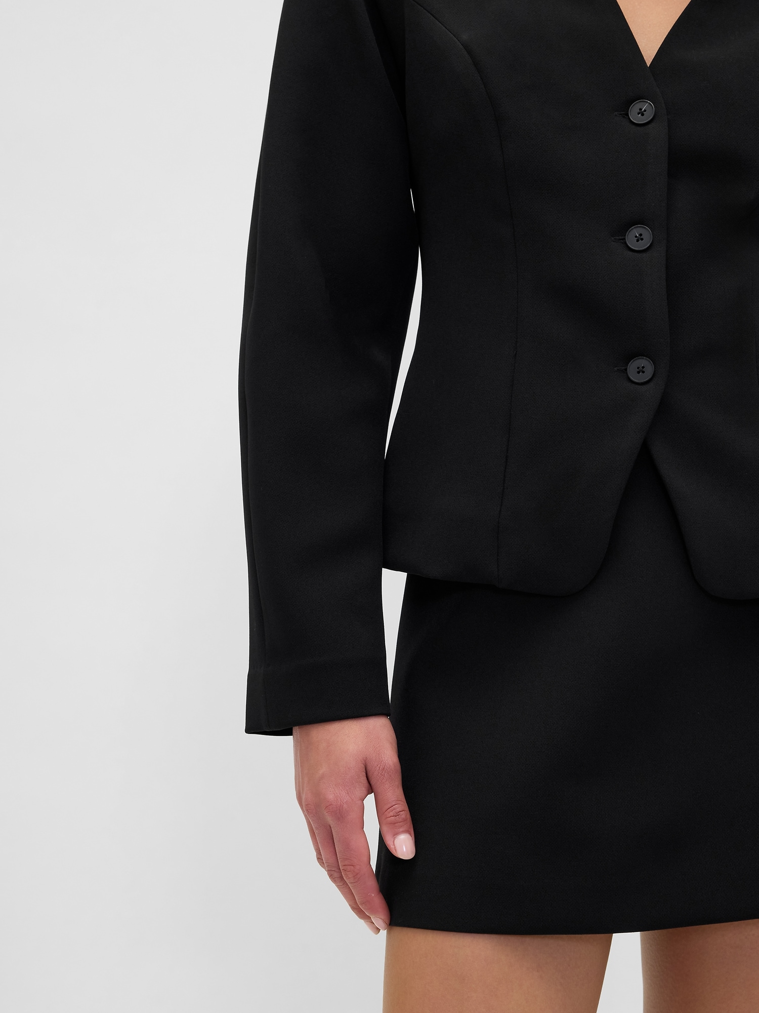 バイストレッチ ストラクチャー フロントボタン トップス-3