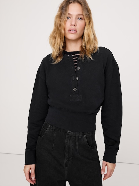CHANDAIL HENLEY EN MOLLETON BOUCLETTE