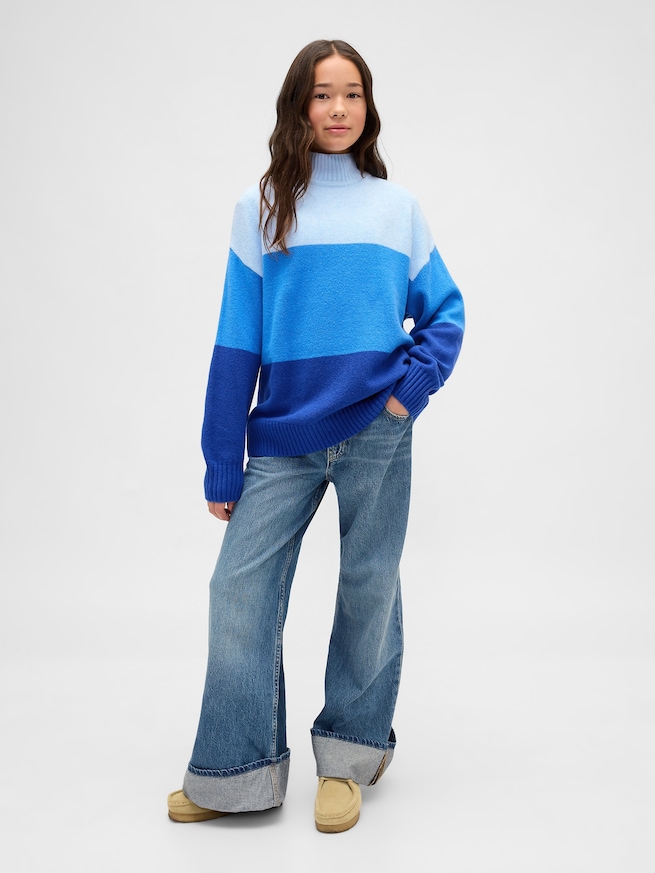 CashSoft カシミヤタッチ ストライプ チュニックセーター (キッズ)-3