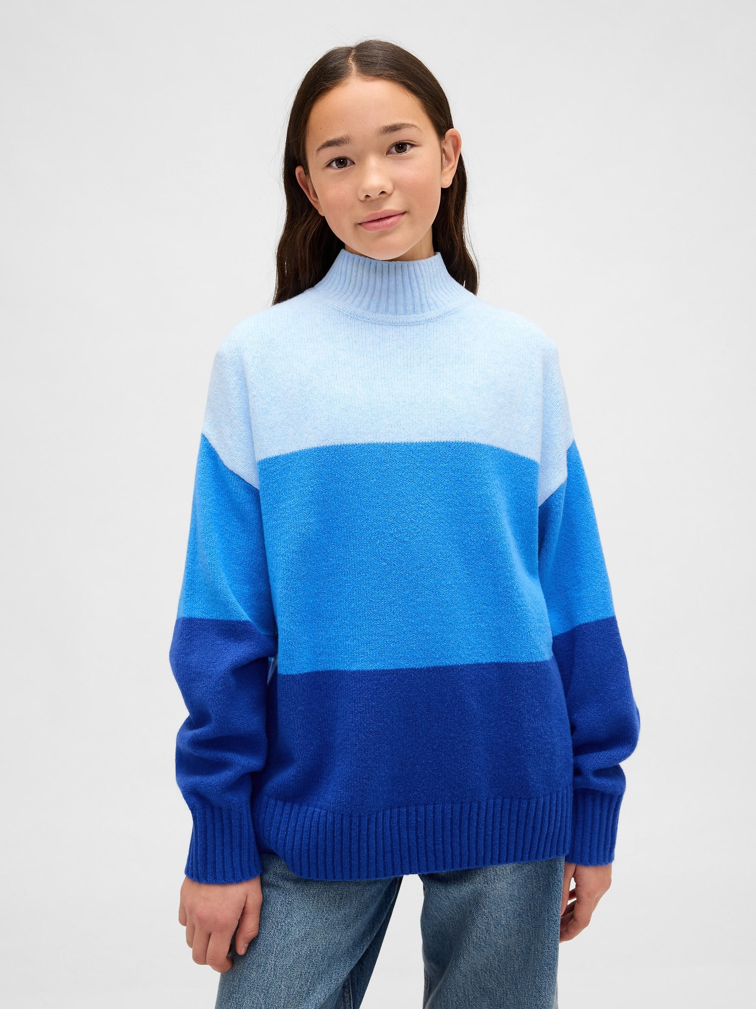 CashSoft カシミヤタッチ ストライプ チュニックセーター (キッズ)-0