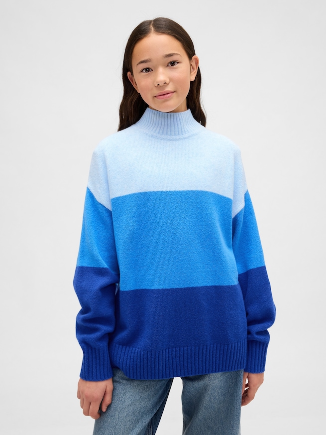 CashSoft カシミヤタッチ ストライプ チュニックセーター (キッズ)-0