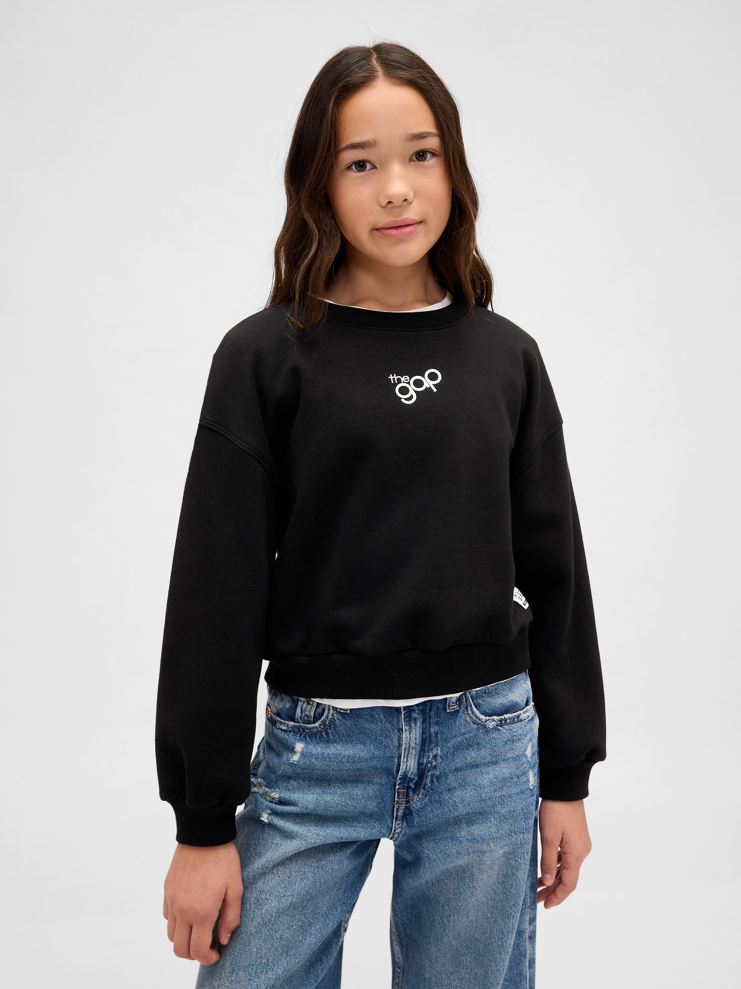 Gap オーバーサイズ ウェッジ GAPロゴ スウェットシャツ (キッズ)