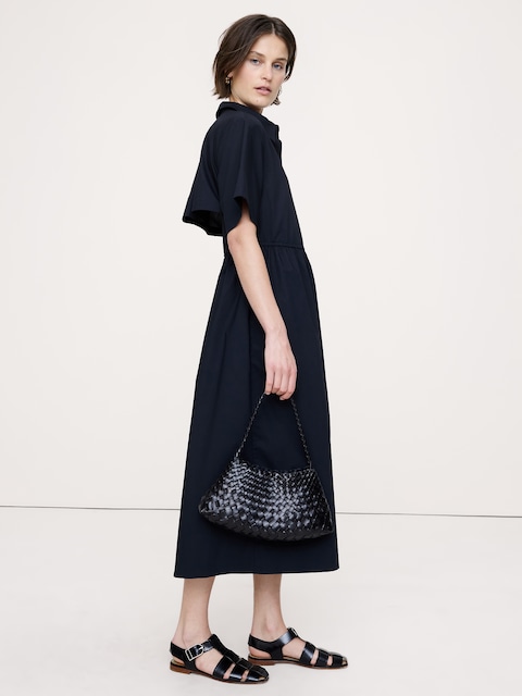 Cotton Poplin Open-Back Shirt Dress