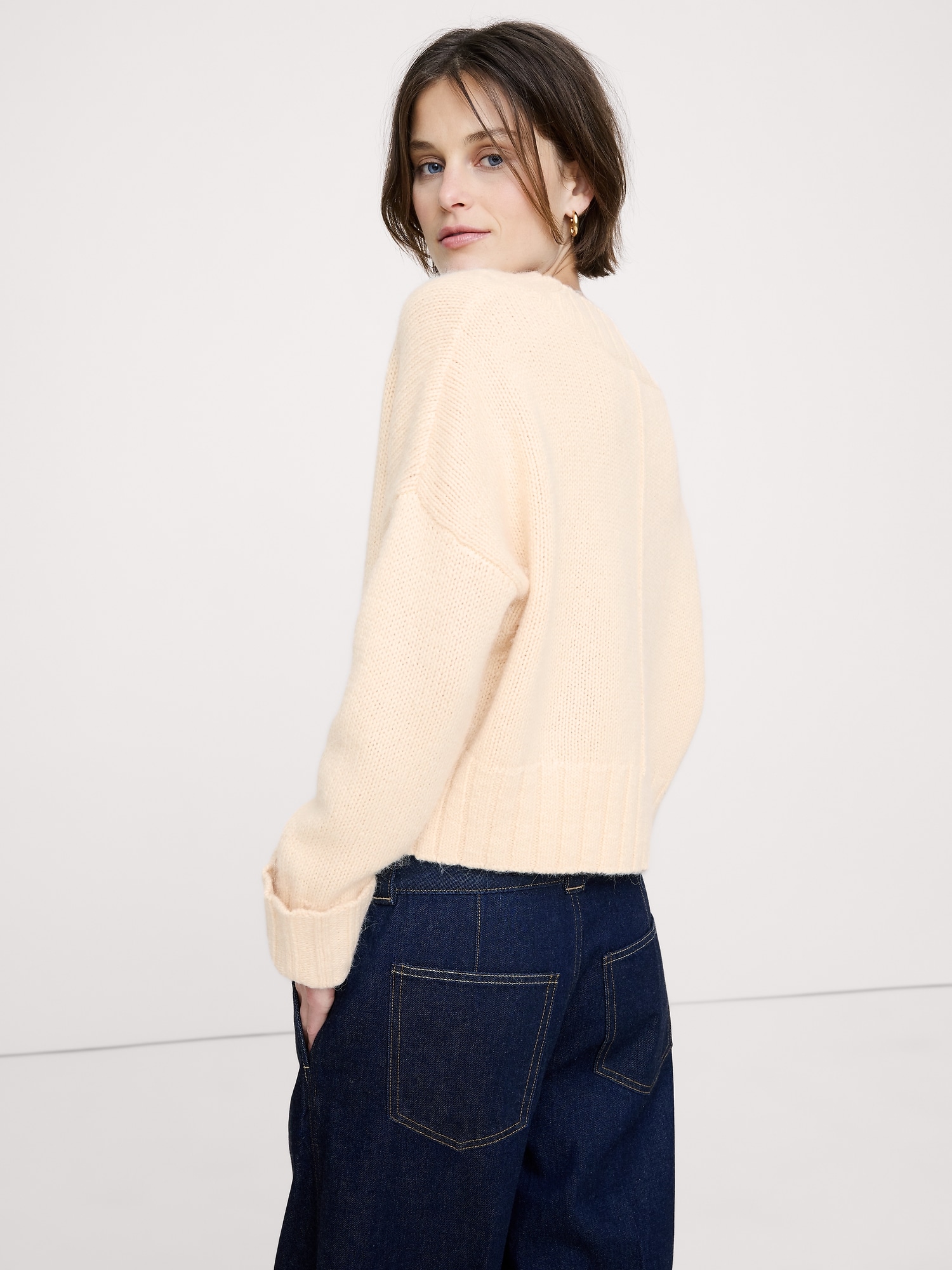 ウール アルパカ ブレンド Vネックセーター-2