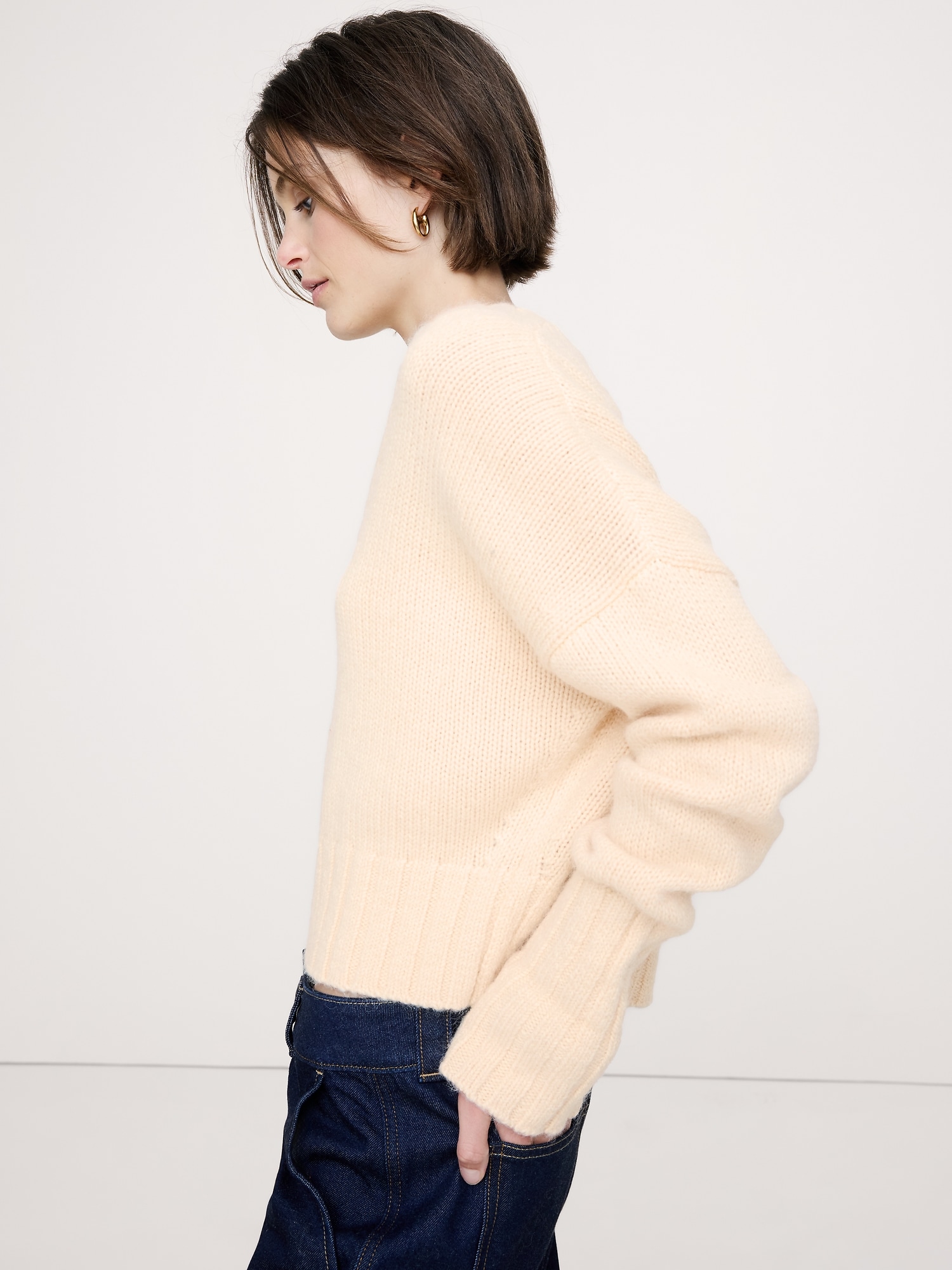 ウール アルパカ ブレンド Vネックセーター-3