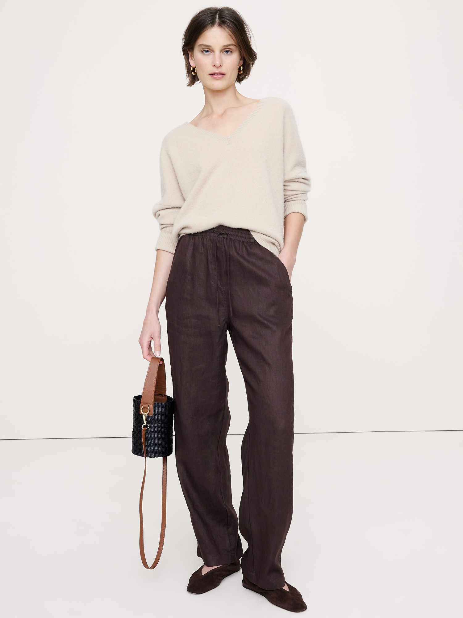 The Getaway Straight-Leg Pull-On Pant in Linen