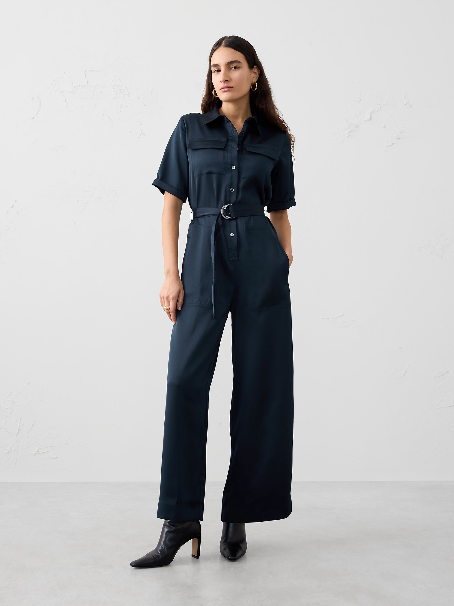 Satin Utility Jumpsuit