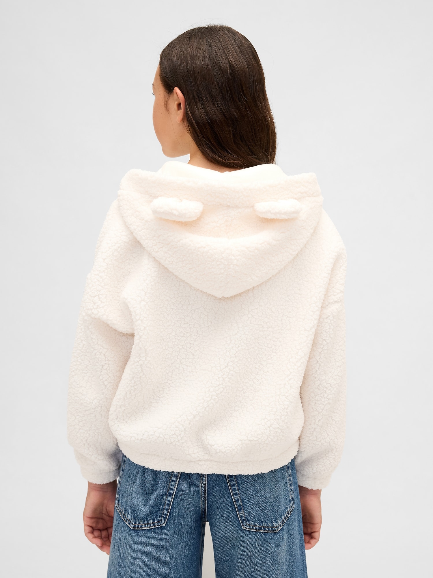 ボア オーバーサイズ くまさん ジップアップパーカー (キッズ)-1