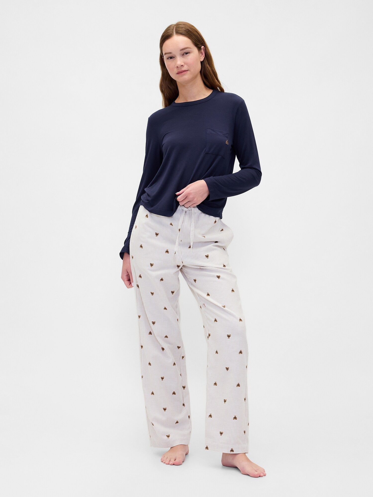 スーパーソフトモダール ポケット パジャマTシャツ-1