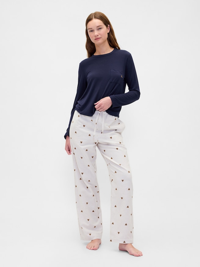 スーパーソフトモダール ポケット パジャマTシャツ-1