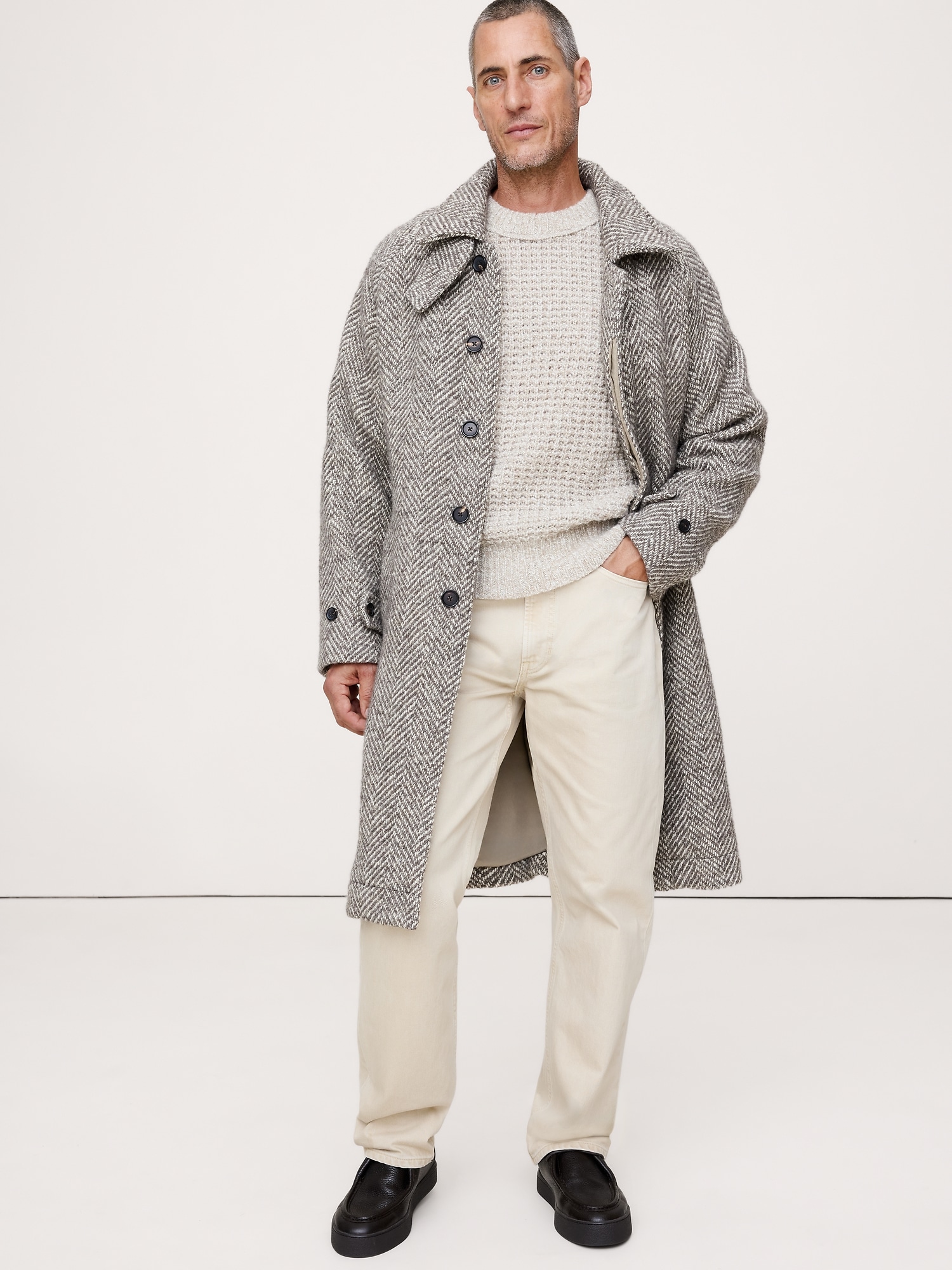 イタリアンウールブレンド ワッフルニット セーター-2