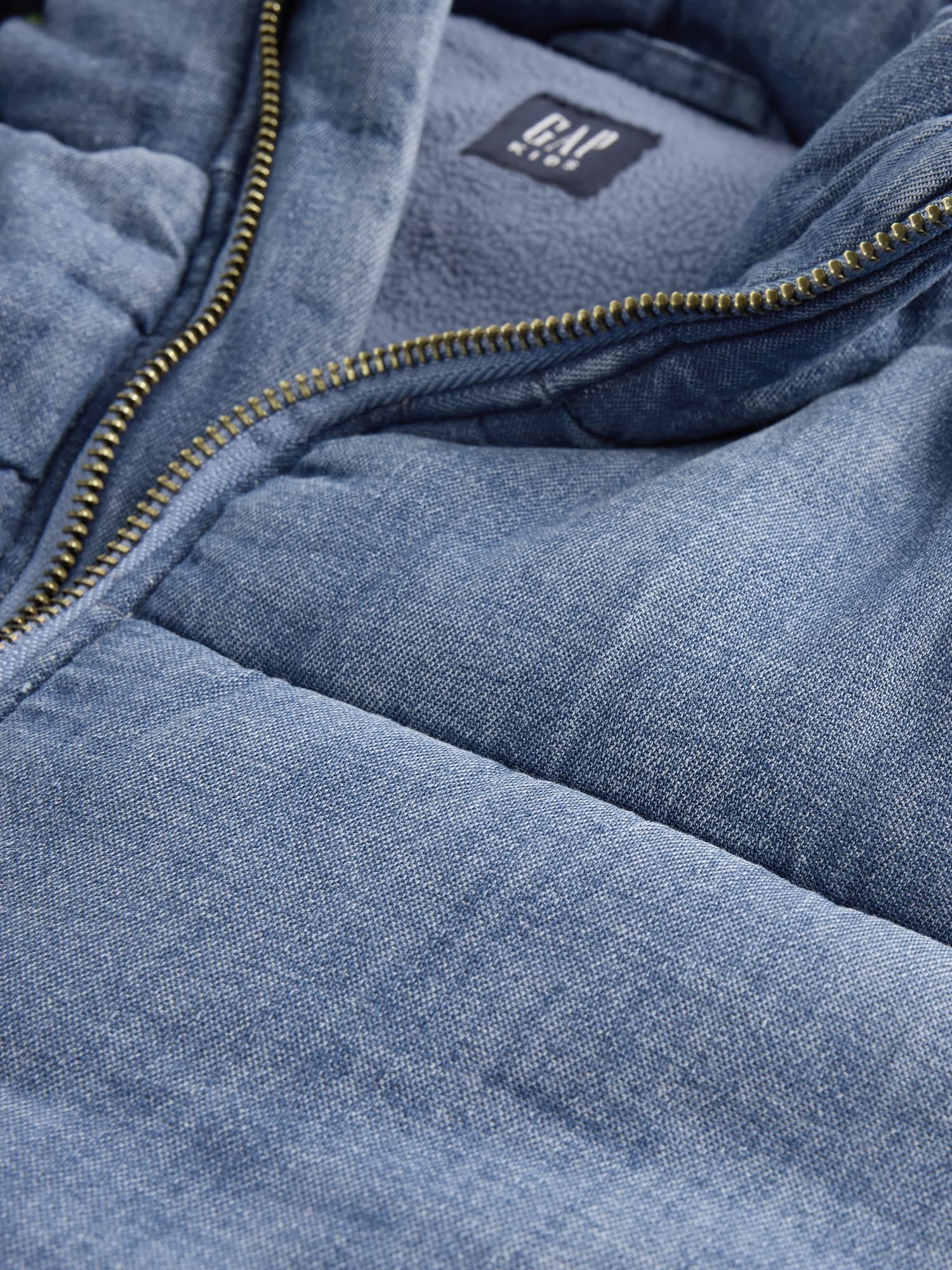 あったか裏地付き デニムパファージャケット (キッズ)-4