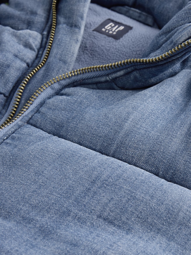 あったか裏地付き デニムパファージャケット (キッズ)-4