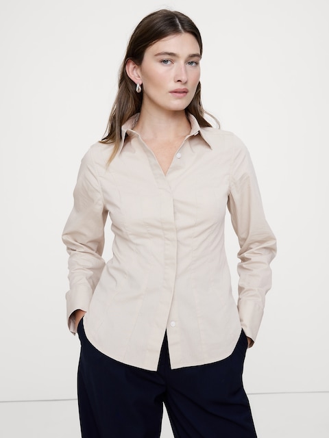 CHEMISIER À COUPE SABLIER EN COTON EXTENSIBLE