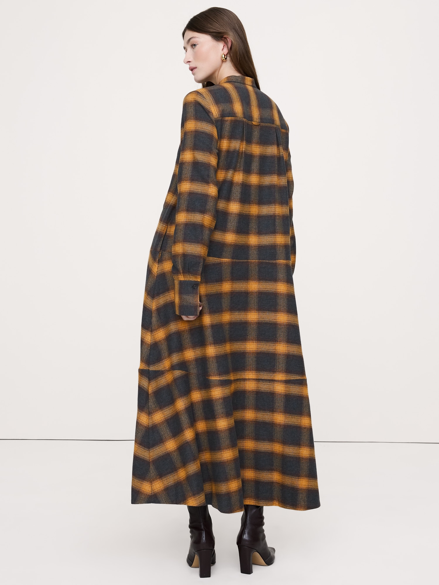 コットン トラペーズ シャツドレス-1 コットン トラペーズ シャツドレス-1