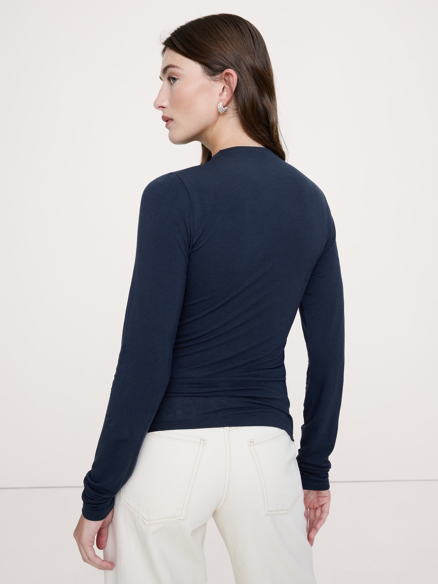 リュクス ウールブレンド ボタンフロント シャツ-1 リュクス ウールブレンド ボタンフロント シャツ-1