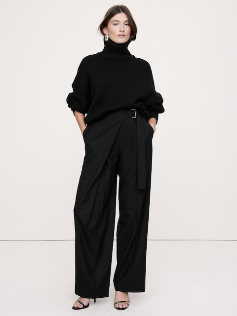 High-Rise Straight Crossover Flannel Pant
