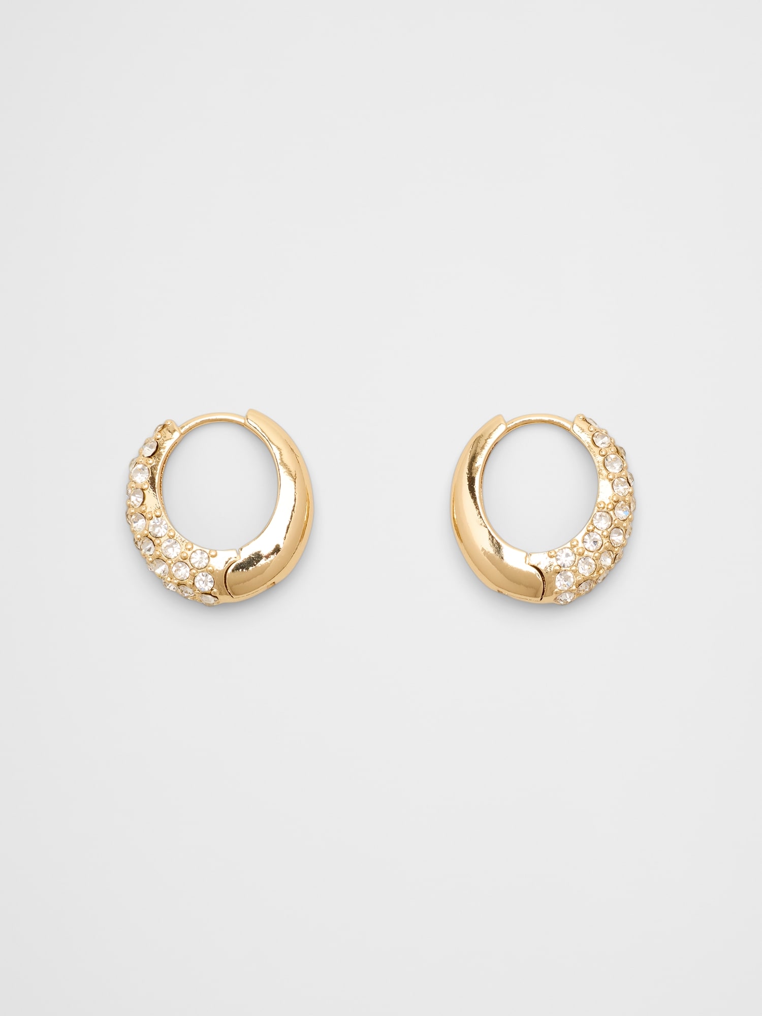 Half Pave Huggie Earrings