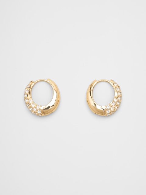 Half Pave Huggie Earrings