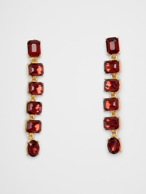 Glass Rectangle Drop Earrings