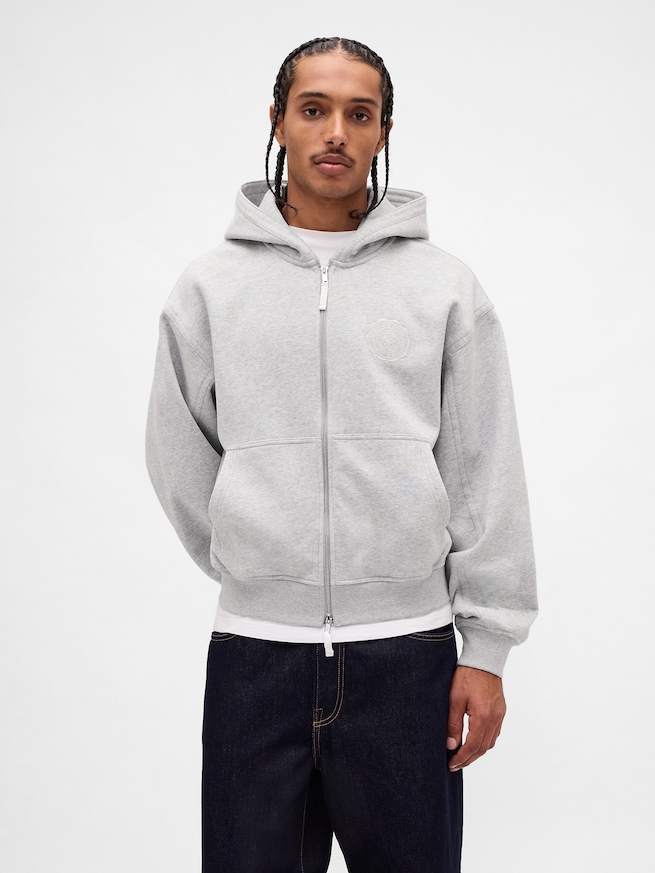 リラックスフィット GAPロゴ ジップアップパーカー-1