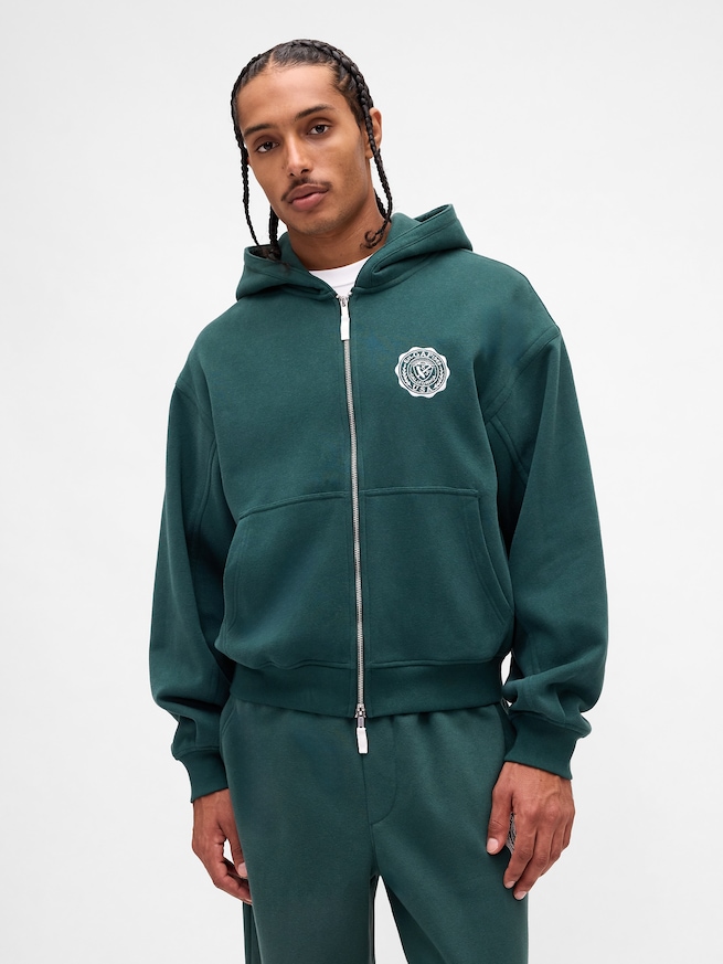 リラックスフィット GAPロゴ ジップアップパーカー-1