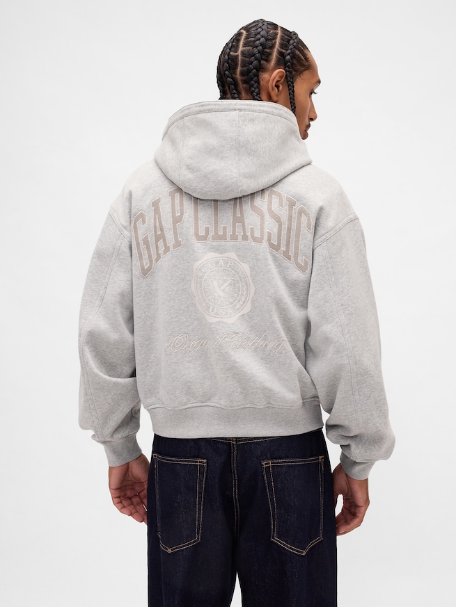 リラックスフィット GAPロゴ ジップアップパーカー-0
