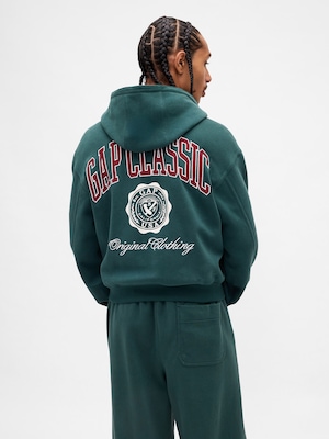 リラックスフィット GAPロゴ ジップアップパーカー