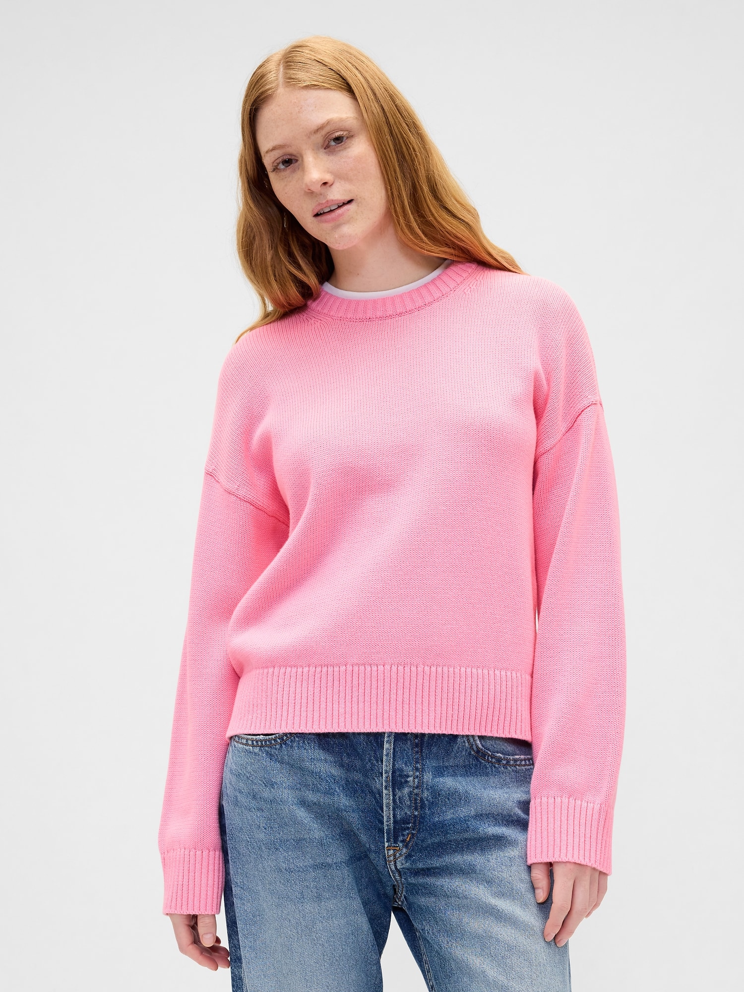 Relaxed Cotton Crewneck Sweater