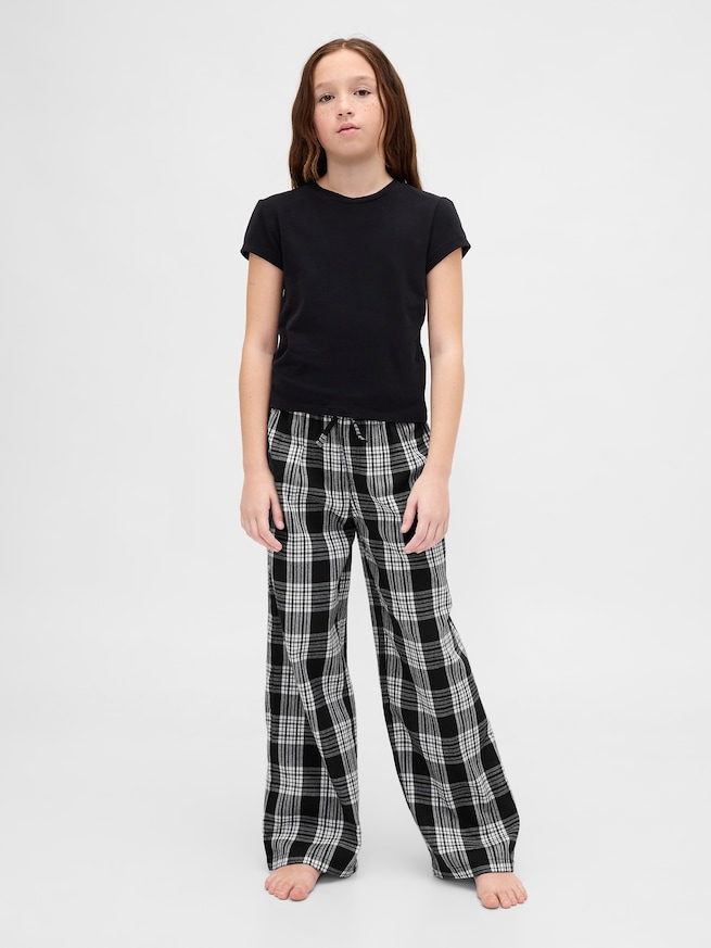 ナイトメアー・ビフォア・クリスマス スカル フランネル パジャマパンツ (キッズ)-1