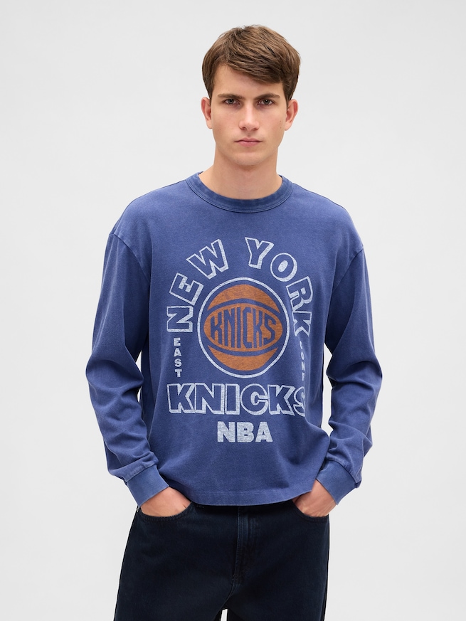NBA ニューヨーク ニックス クロップド グラフィックTシャツ-0