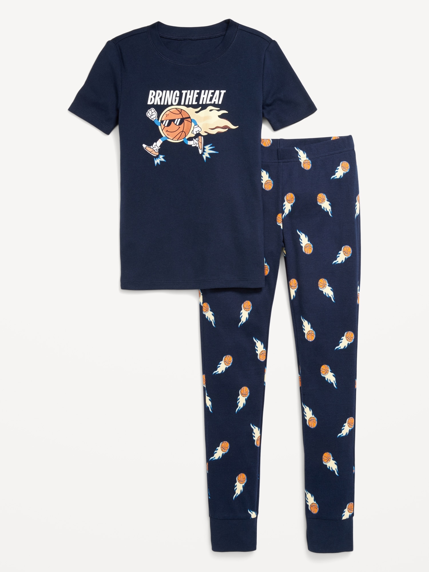 Gender-Neutral Snug-Fit Graphic Pajama Set for Kids
