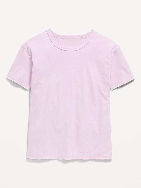 Oversized Short-Sleeve Raw-Edge T-Shirt for Girls